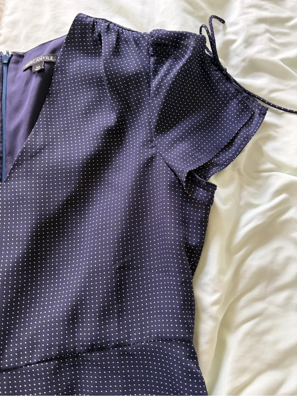 J. Crew Navy Dress with Subtle White Dot Print